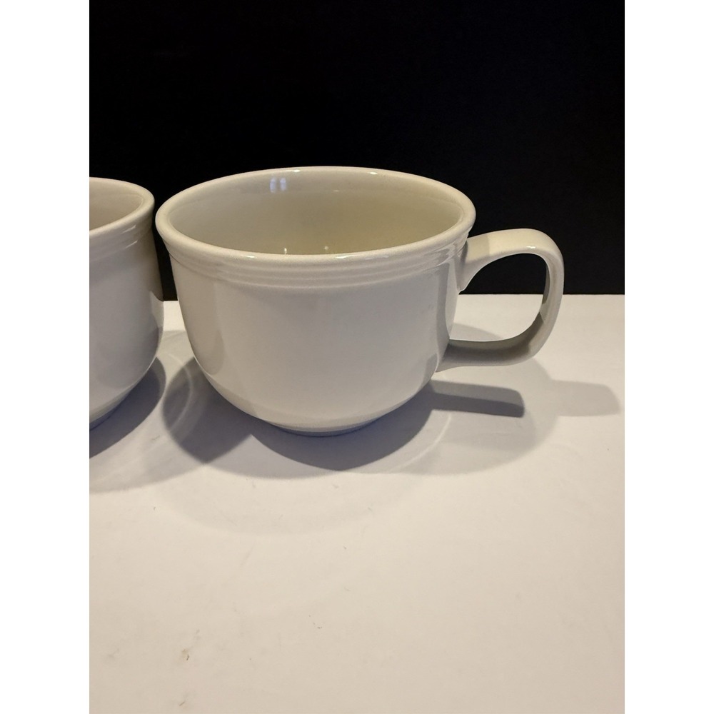 Fishs Eddy White Coffee Mugs Set of 2 Oversized 4" Restaurant Ware Cups - Picture 4 of 7